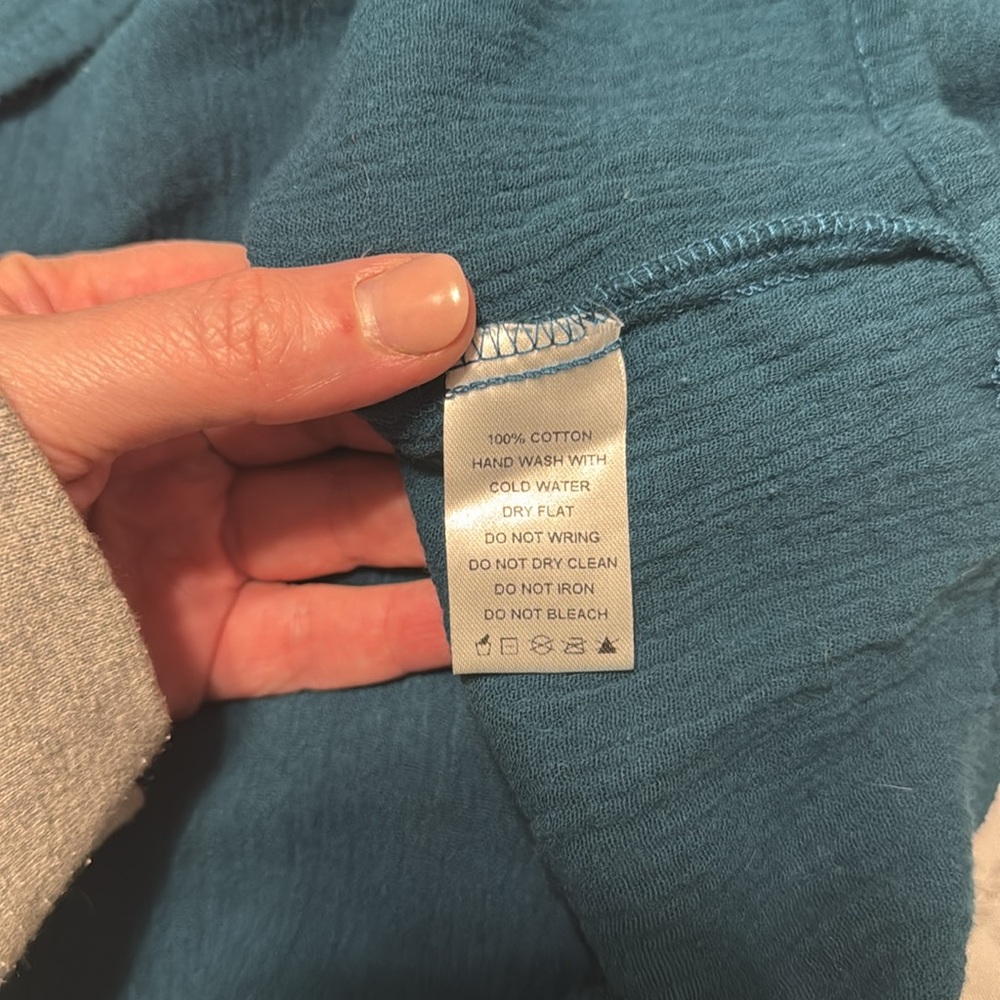 BEFORE YOU Teal Textured OVERSIZED Top size medium - Picture 7 of 7